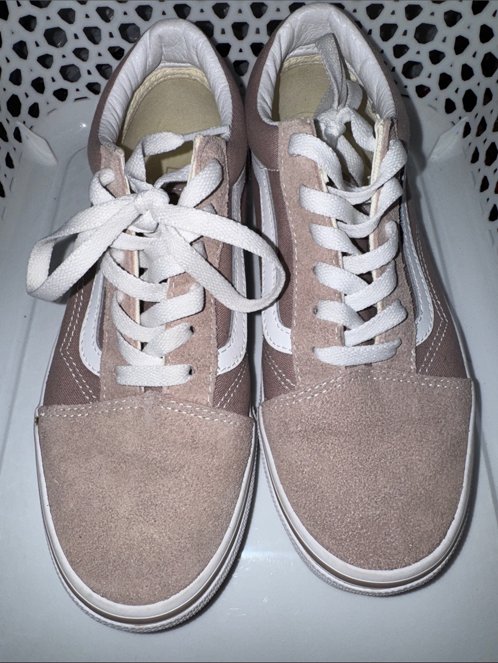 Vans Women's Low-Top Suede Sneakers in Dusty Pink and White